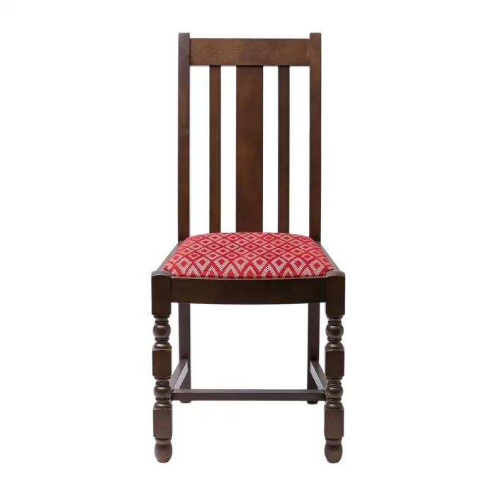 Mayfair Dark Wood High Back Dining Chair with Red Diamond Padded Seat (Pack of 2) - Image 2
