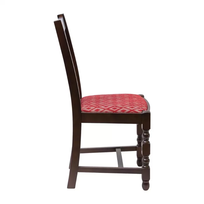 Mayfair Dark Wood High Back Dining Chair with Red Diamond Padded Seat (Pack of 2) - Image 3