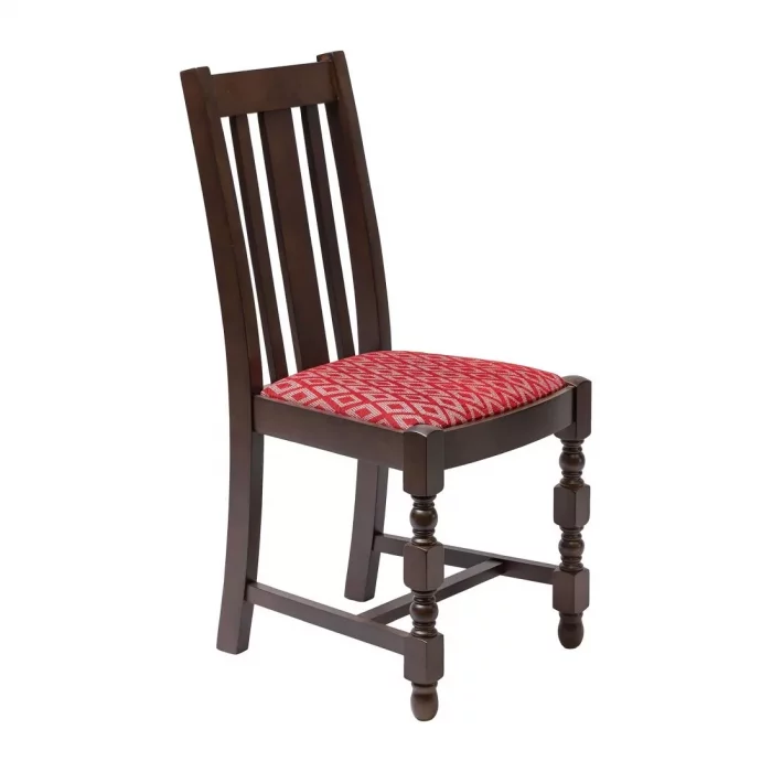 Mayfair Dark Wood High Back Dining Chair with Red Diamond Padded Seat (Pack of 2) - Image 1