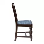 Mayfair Dark Wood High Back Dining Chair with Blue Diamond Padded Seat (Pack of 2) - Image 2