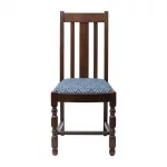Mayfair Dark Wood High Back Dining Chair with Blue Diamond Padded Seat (Pack of 2) - Image 3