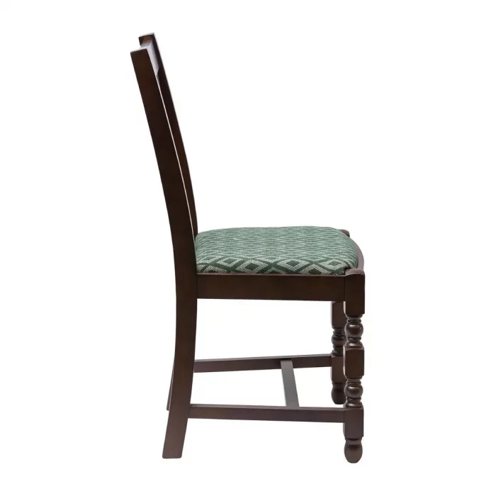 Mayfair Dark Wood High Back Dining Chair with Green Diamond Padded Seat (Pack of 2) - Image 2