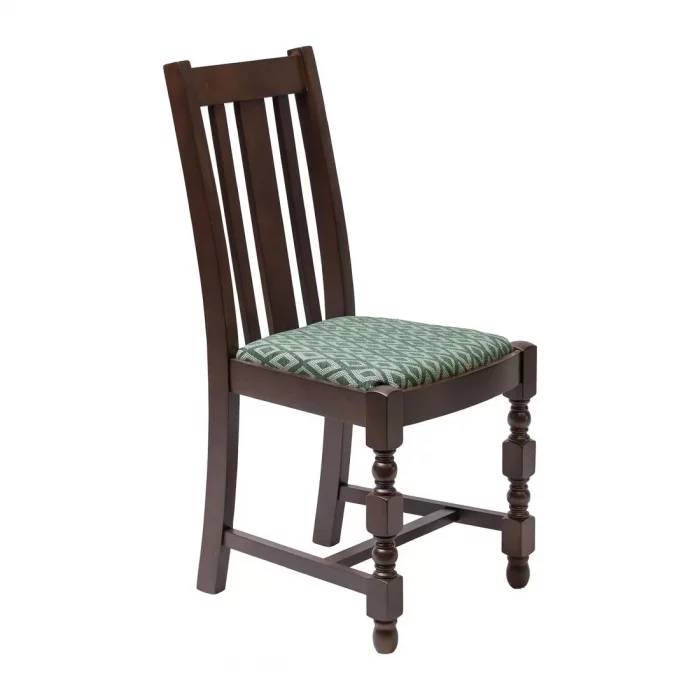 Mayfair Dark Wood High Back Dining Chair with Green Diamond Padded Seat (Pack of 2) - Image 1