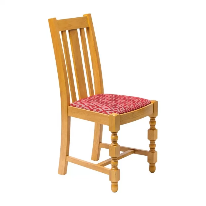 Mayfair Soft Oak High Back Dining Chair with Red Diamond Padded Seat (Pack of 2) - Image 1