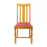 Mayfair Soft Oak High Back Dining Chair with Red Diamond Padded Seat (Pack of 2) - Image 3