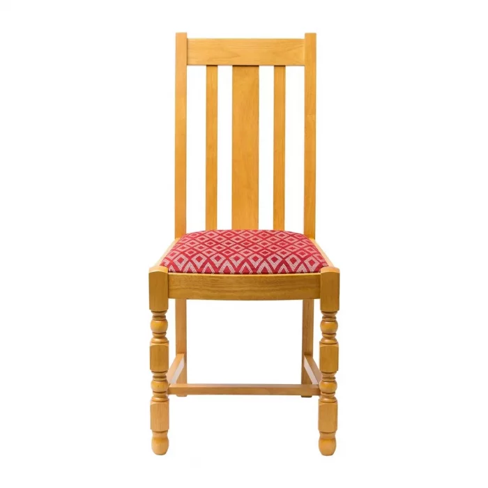 Mayfair Soft Oak High Back Dining Chair with Red Diamond Padded Seat (Pack of 2) - Image 3