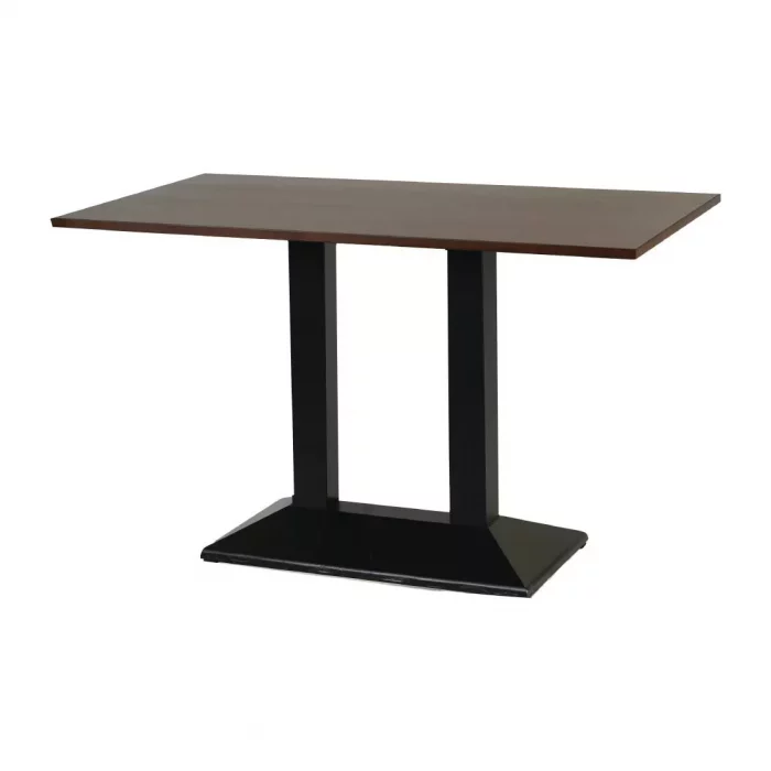 Turin Metal Base Pedestal Rectangle Table with Dark Wood Top 1200x700mm - Image 1
