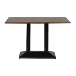 Turin Metal Base Pedestal Rectangle Table with Dark Wood Top 1200x700mm - Image 2
