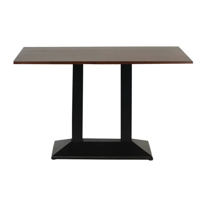 Turin Metal Base Pedestal Rectangle Table with Dark Wood Top 1200x700mm - Image 2