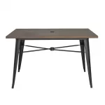 Bolero Complete Outdoor Aluminium Table 120x76x76cm - Dark Wood Effect Finish - Image 2