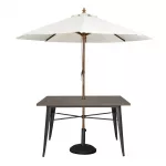 Bolero Complete Outdoor Aluminium Table 120x76x76cm - Dark Wood Effect Finish - Image 6