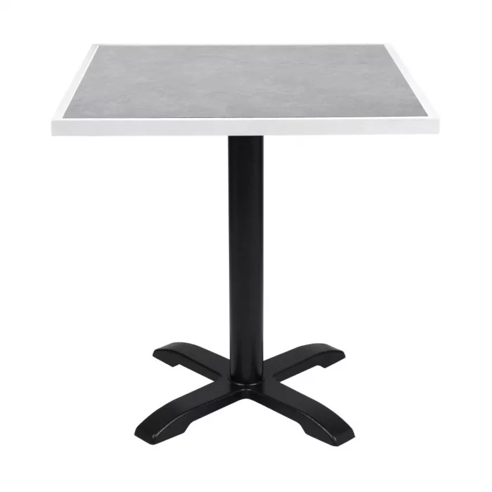 Bolero Light Grey Stone Effect Outdoor Tempered Glass Table Top White Trim 700mm - Image 5