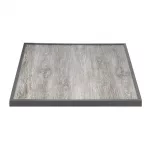 Bolero Wood Grain Effect Outdoor Tempered Glass Table Top Grey Trim 700mm