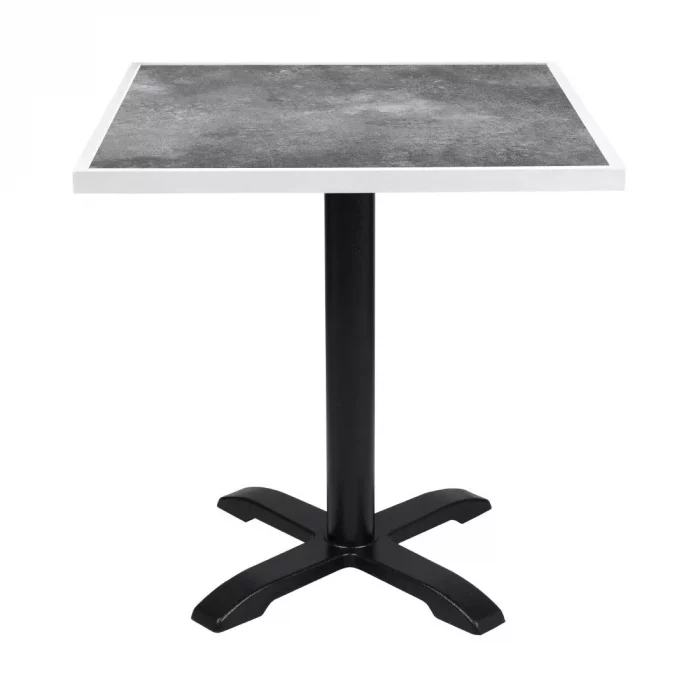 Bolero Dark Stone Effect Outdoor Tempered Glass Table Top White Trim - 700mm - Image 5