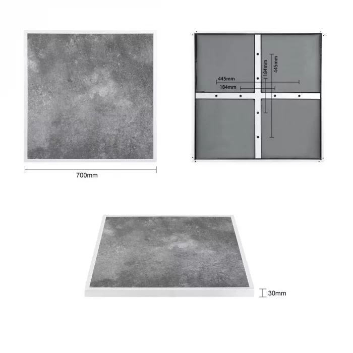 Bolero Dark Stone Effect Outdoor Tempered Glass Table Top White Trim - 700mm - Image 6