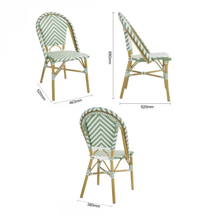Bolero Parisian Style Rattan Side Chair Light Green (Pack of 2) - Image 7