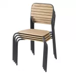 Bolero Santorini Wood Effect Outdoor Chairs (Pack of 4) - Image 4