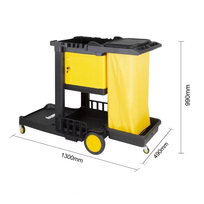 Jantex Cleaning Trolley Black with Lockable Cabinet - Image 6