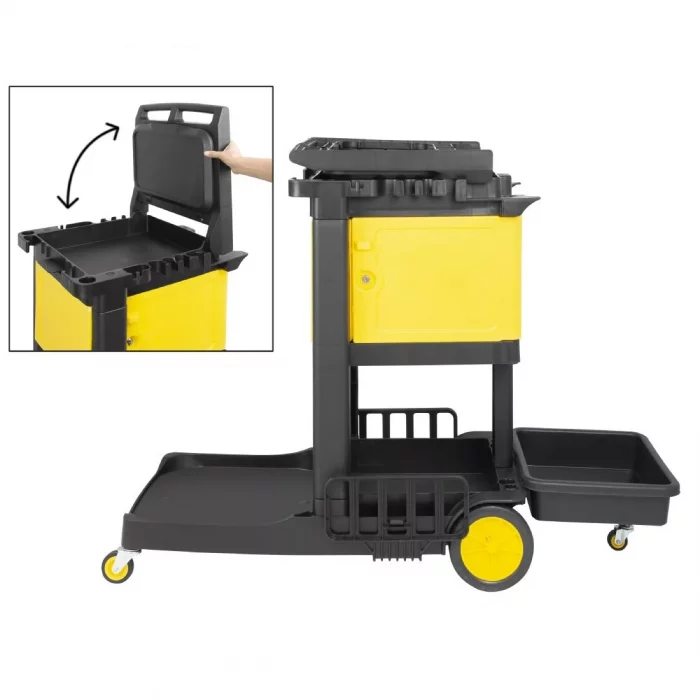 Jantex Cleaning Trolley Black with Lockable Cabinet - Image 7