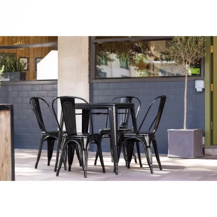 Bolero Bistro Steel Side Chairs Black (Pack of 4) - Image 2