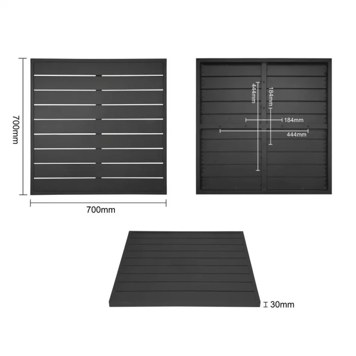 Bolero Aluminium Square Table Top Black 700mm - Image 8