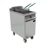 Falcon Dominator Plus Twin Basket Fryer with Filtration & Fryer Angel on Castors