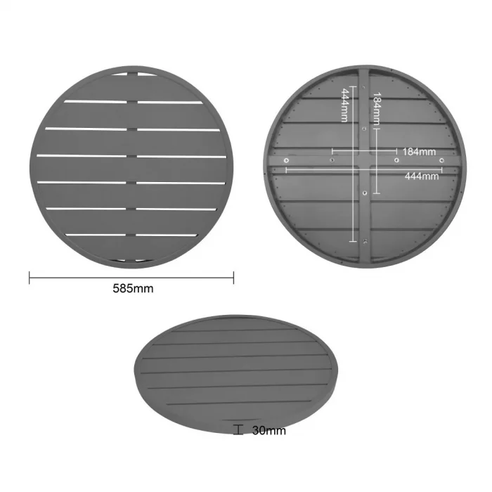 Bolero Aluminium Round Table Top Dark Grey 580mm - Image 7