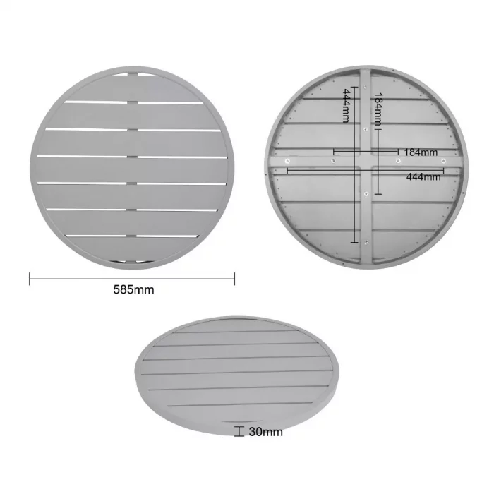 Bolero Aluminium Round Table Top Light Grey 580mm - Image 7