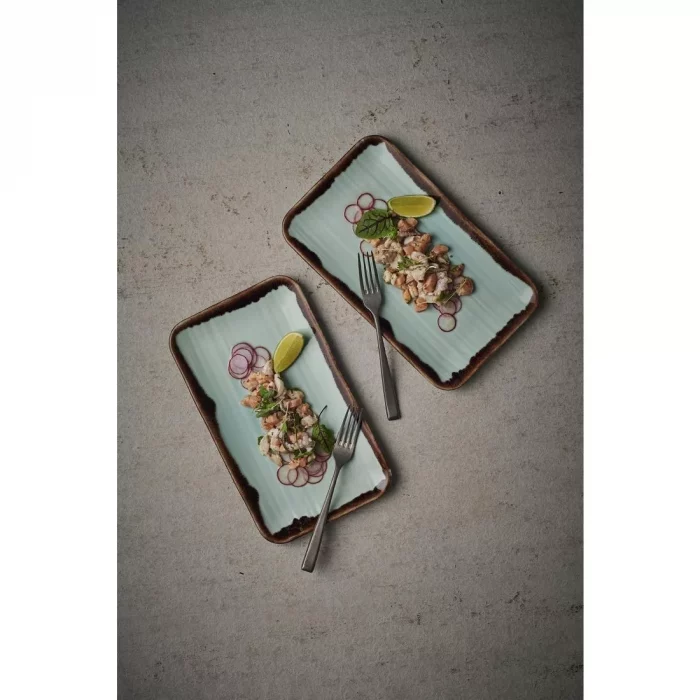 Dudson Harvest  Organic Rectangular Plates Turquoise 270mm (Pack of 12) - Image 2