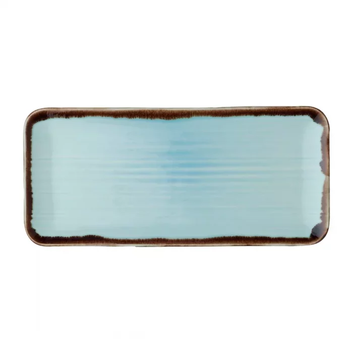 Dudson Harvest  Organic Coupe Rectangular Platter Turquoise 246mm (Pack of 6) - Image 1