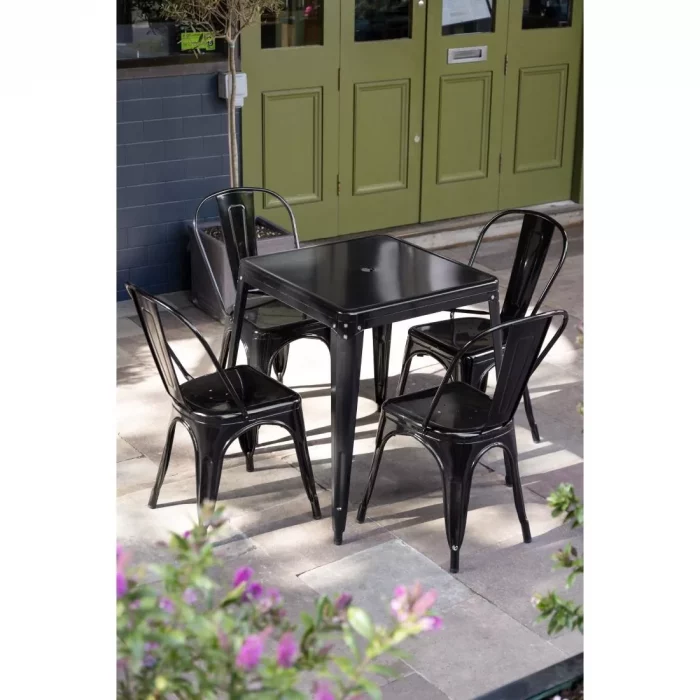 Bolero Bistro Steel Side Chairs Black (Pack of 4) - Image 6