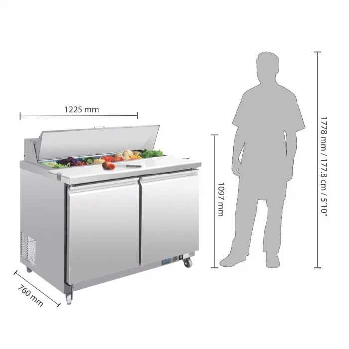 Polar U-Series Double Door Prep Counter Fridge 405Ltr - Image 2