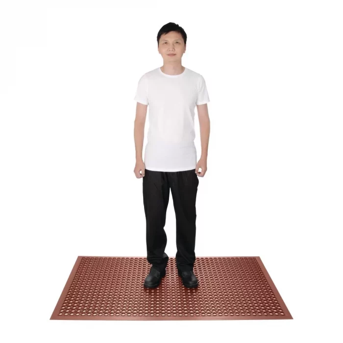 Jantex Rubber Grease Resistant Anti Fatigue Mat Red 1500 x 900mm - Image 4