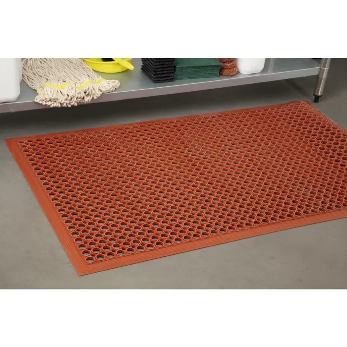 Jantex Rubber Grease Resistant Anti Fatigue Mat Red 1500 x 900mm - Image 7