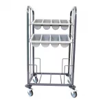 Craven Steel Two Tier Cutlery and Tray Dispense Trolley - Image 2