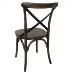 Bolero Wooden Dining Chair with Metal Cross Backrest Walnut Finish (Pack of 2) - Image 2