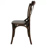 Bolero Wooden Dining Chair with Metal Cross Backrest Walnut Finish (Pack of 2) - Image 4