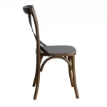 Bolero Wooden Dining Chair with Metal Cross Backrest Walnut Finish (Pack of 2) - Image 6