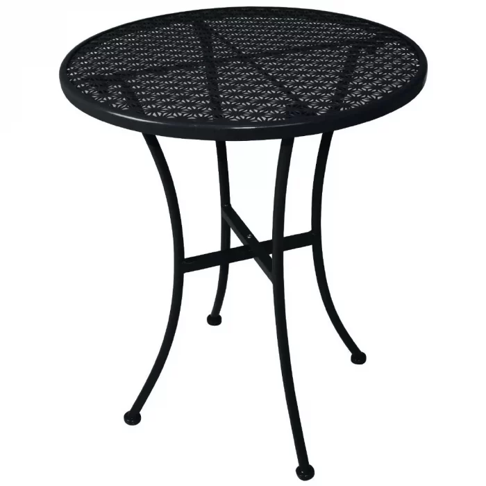 Bolero Black Steel Patterned Round Bistro Table Black 600mm - Image 1