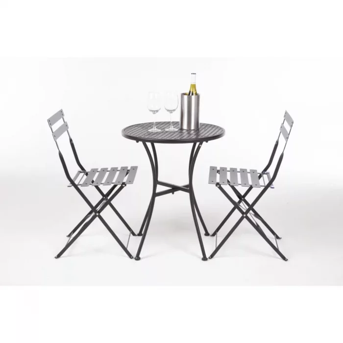 Bolero Black Steel Patterned Round Bistro Table Black 600mm - Image 3