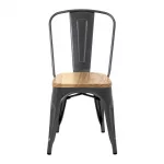 Bolero Bistro Side Chairs with Wooden Seat Pad Gun Metal (Pack of 4) - Image 3