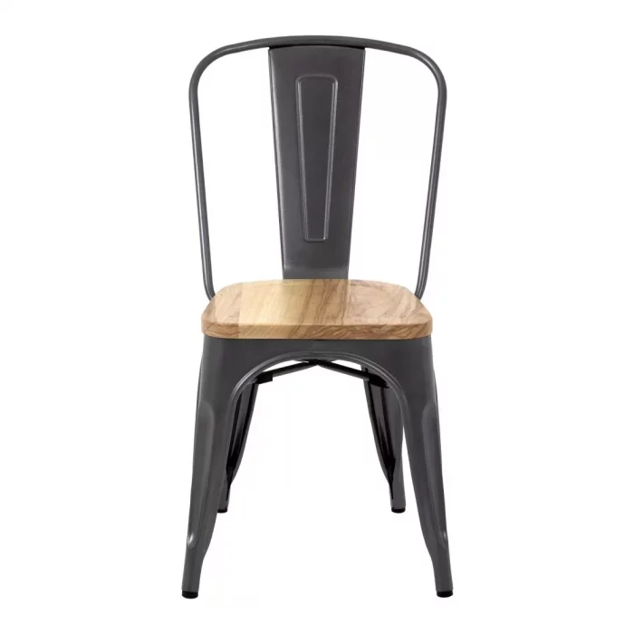 Bolero Bistro Side Chairs with Wooden Seat Pad Gun Metal (Pack of 4) - Image 3