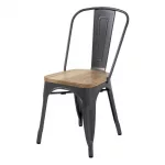 Bolero Bistro Side Chairs with Wooden Seat Pad Gun Metal (Pack of 4) - Image 4