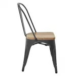Bolero Bistro Side Chairs with Wooden Seat Pad Gun Metal (Pack of 4) - Image 5