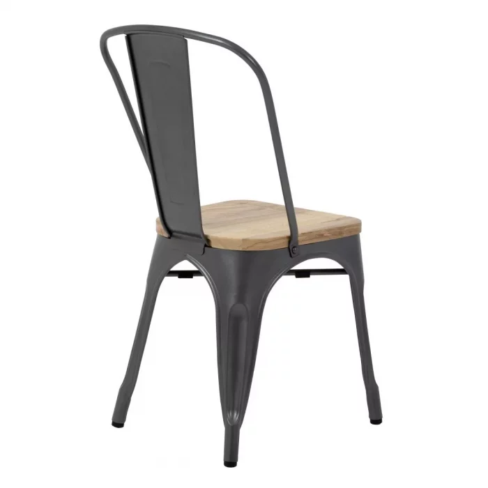 Bolero Bistro Side Chairs with Wooden Seat Pad Gun Metal (Pack of 4) - Image 6