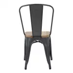 Bolero Bistro Side Chairs with Wooden Seat Pad Gun Metal (Pack of 4) - Image 7