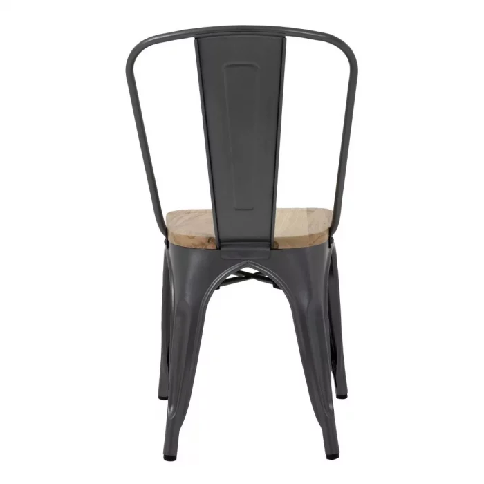 Bolero Bistro Side Chairs with Wooden Seat Pad Gun Metal (Pack of 4) - Image 7