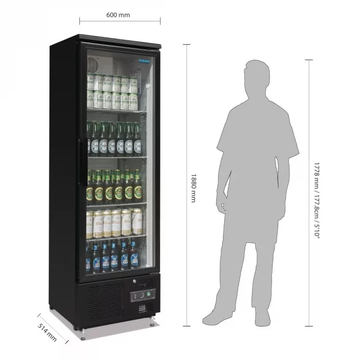 Polar G-Series Upright Back Bar Cooler with Hinged Door 307Ltr - Image 2