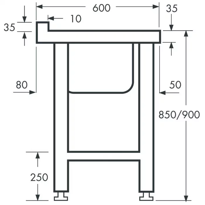 Lincat Stainless Steel Single Sink Unit with Left Hand Drainer 1000mm L881LH - Image 2