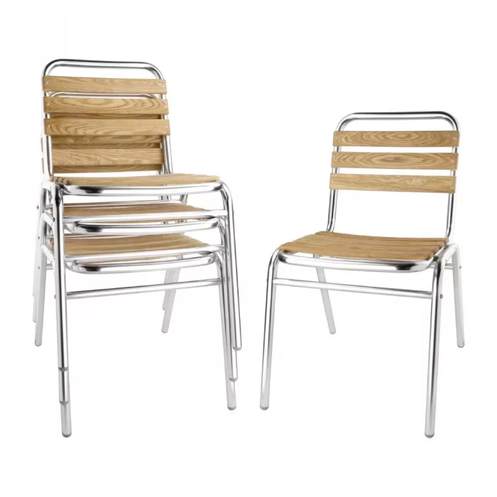 Bolero Aluminium & Ash Bistro Side Chairs (Pack of 4) - Image 2